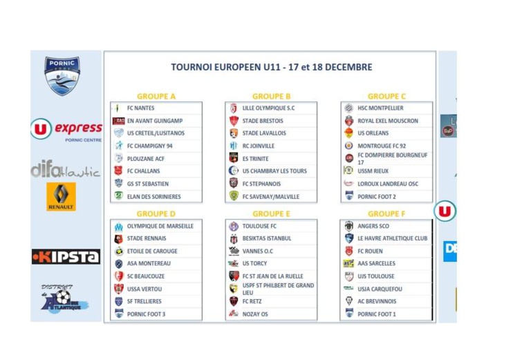 U11. Avec l'Olympique de Marseille au Tournoi Européen de Pornic ce week-end U11. Avec l'Olympique de Marseille au Tournoi Européen de Pornic ce week-end