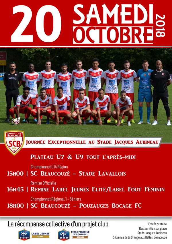 Ce Samedi 20 Octobre 2018 - Remise label Jeunes Elite et Label Féminin FFF