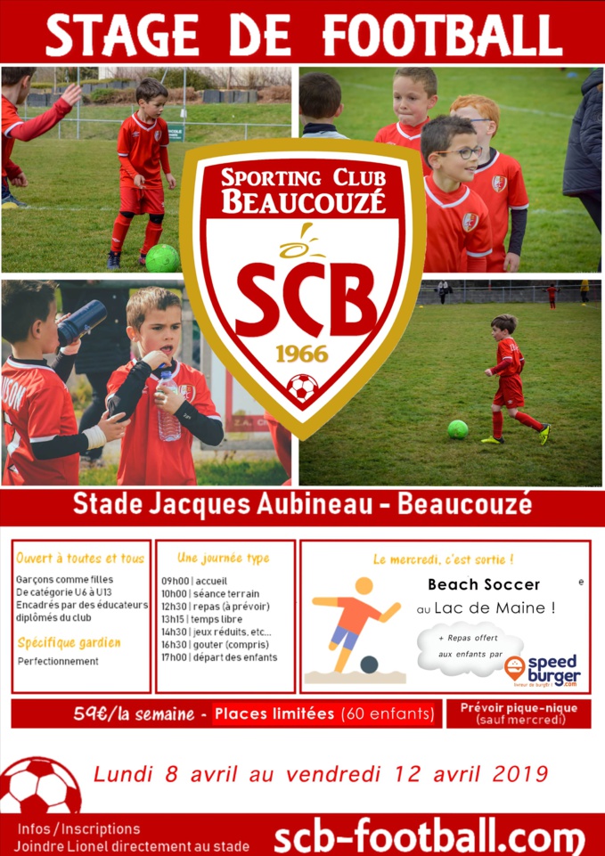 STAGE DE FOOTBALL : vacances d'Avril 2019 STAGE DE FOOTBALL : vacances d'Avril 2019