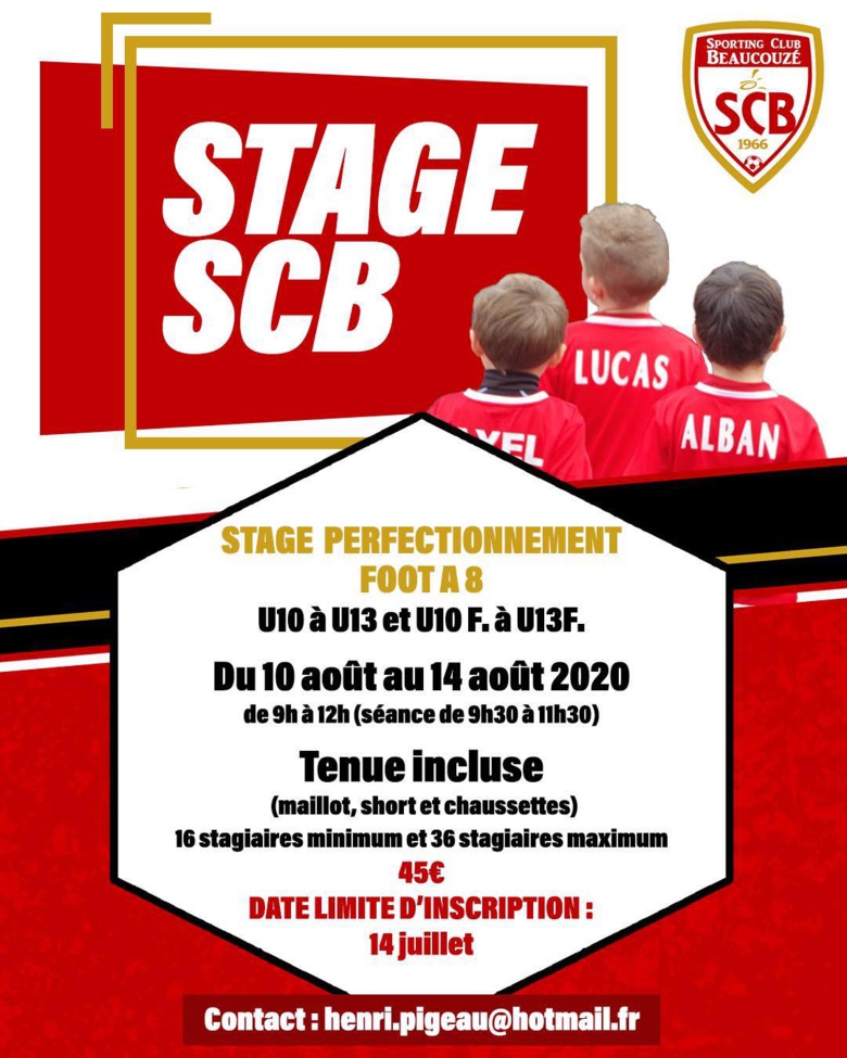 Stage de perfectionnement au mois d'août à Aubineau ! Stage de perfectionnement au mois d'août à Aubineau !