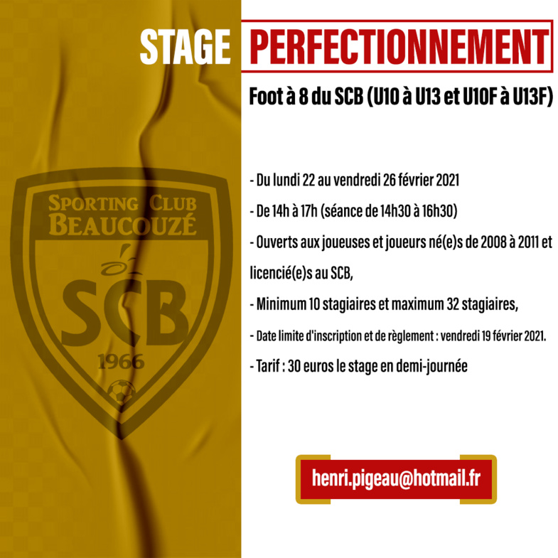 Stage découverte et perfectionnement en février