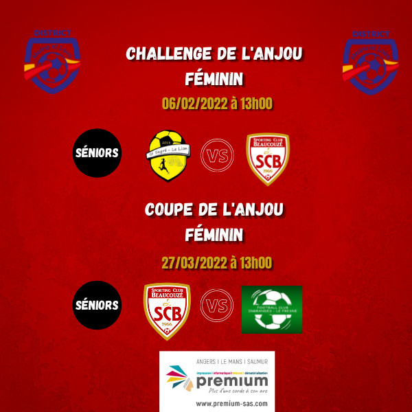 Coupe et Challenge de l'Anjou Féminin 8ème de finale !