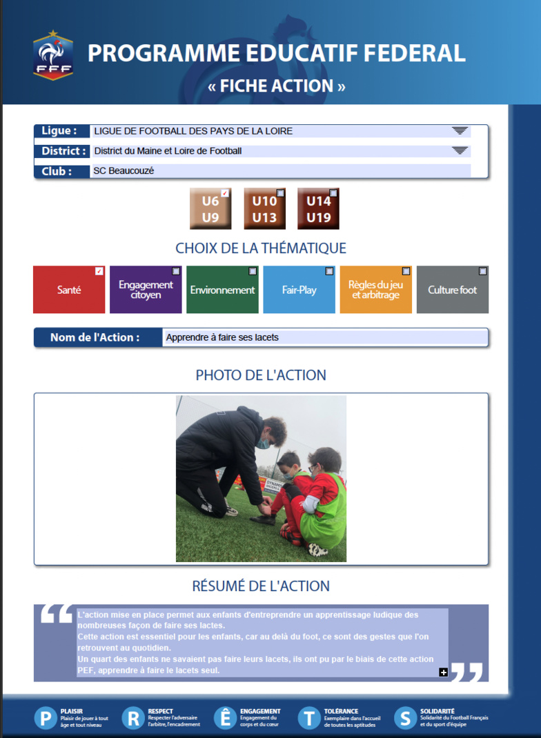 Action PEF - Apprentissage des lacets !