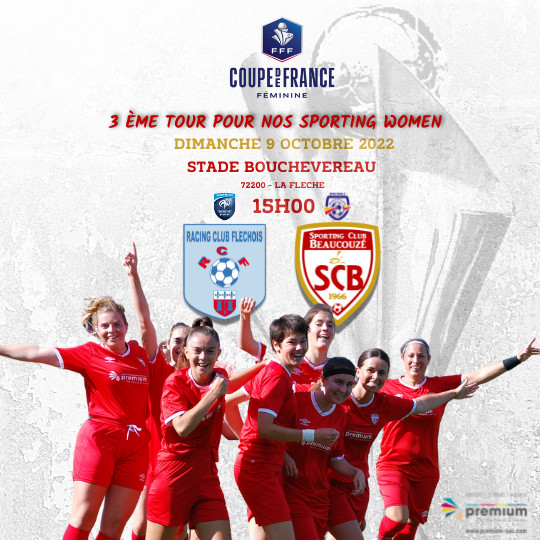 CDF 3ème Tour - Déplacement à la Flèche pour nos Sporting Women ! CDF 3ème Tour - Déplacement à la Flèche pour nos Sporting Women !