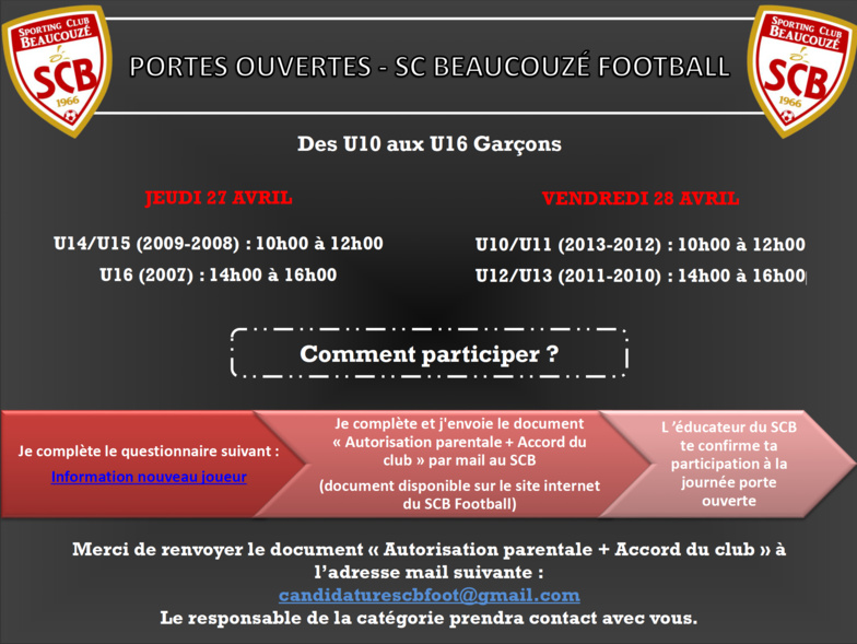 Le Sporting Club Beaucouzé Football vous ouvre ses portes !