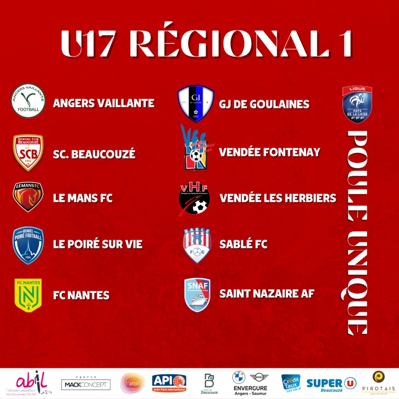 U17 RÉGIONAL 1 - Groupe Unique !