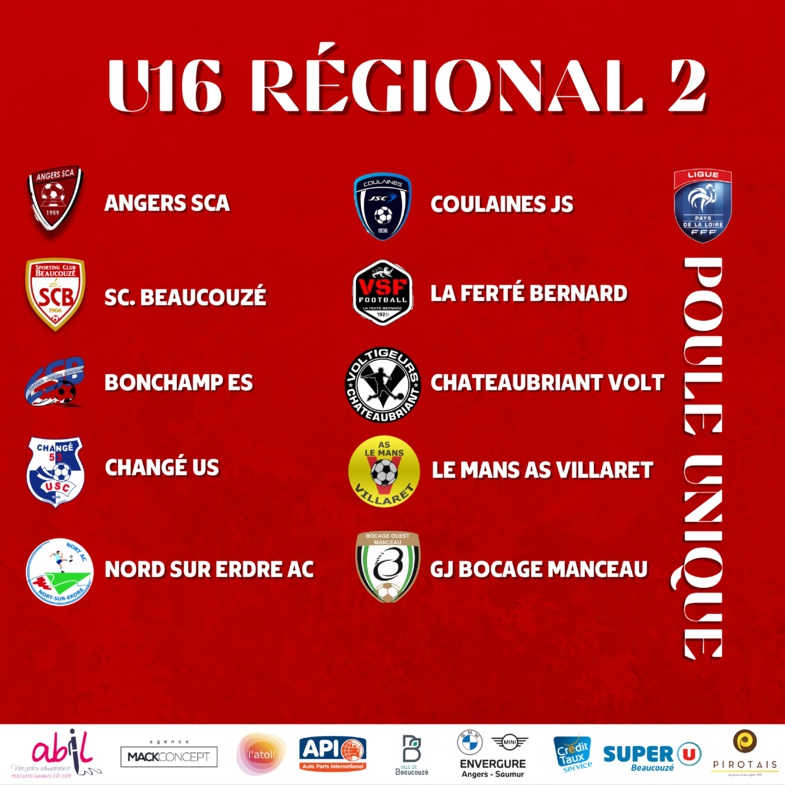 U16 RÉGIONAL 2 - GROUPE UNIQUE !