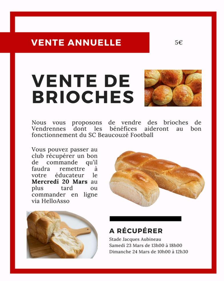 Vente de brioches 2024 du Sporting ! Vente de brioches 2024 du Sporting !