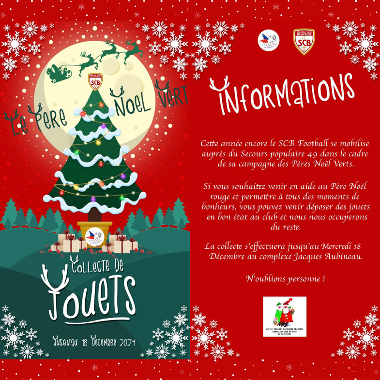 🎄🎅 Le SC Beaucouzé soutient l'initiative du Père Noël Vert avec le Secours Populaire 49 🎄🎅 🎄🎅 Le SC Beaucouzé soutient l'initiative du Père Noël Vert avec le Secours Populaire 49 🎄🎅