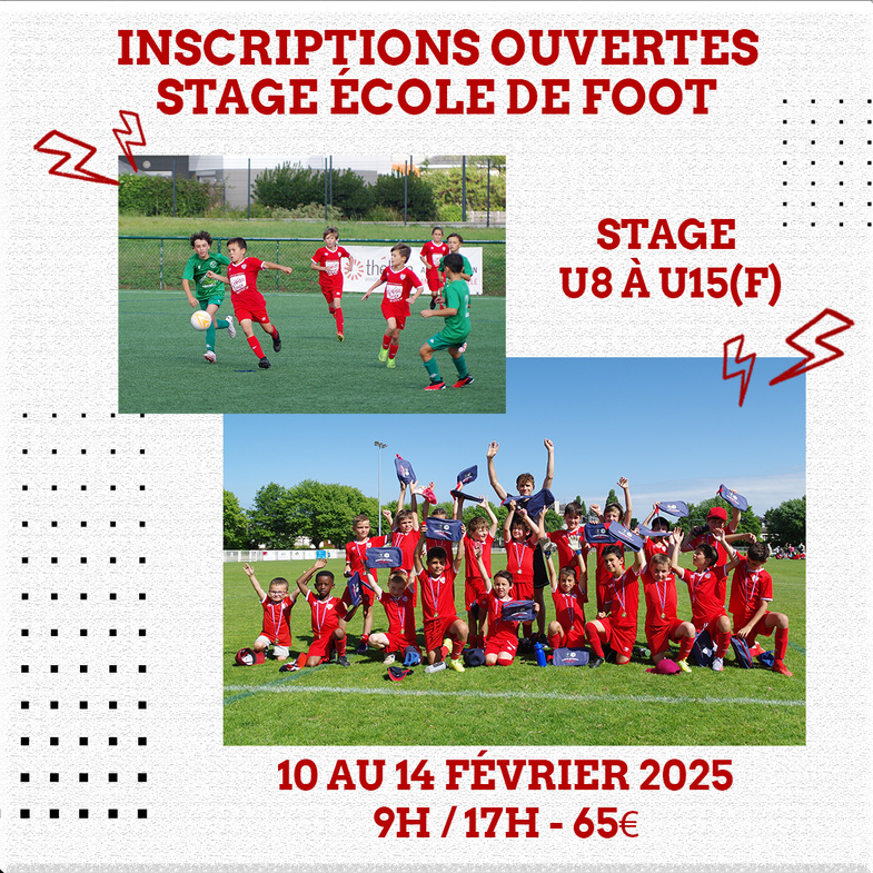 Ouverture des Inscriptions Stage Ecole de Foot de Février Ouverture des Inscriptions Stage Ecole de Foot de Février