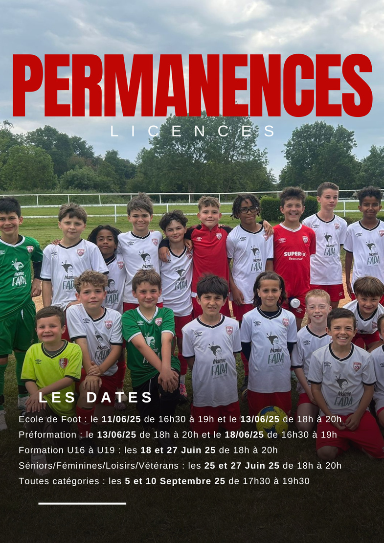 Permanences licences - saison 2025/2026 Permanences licences - saison 2025/2026