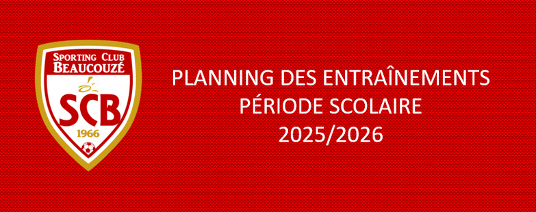 Planning entraînements 2025/2026 - Période scolaire