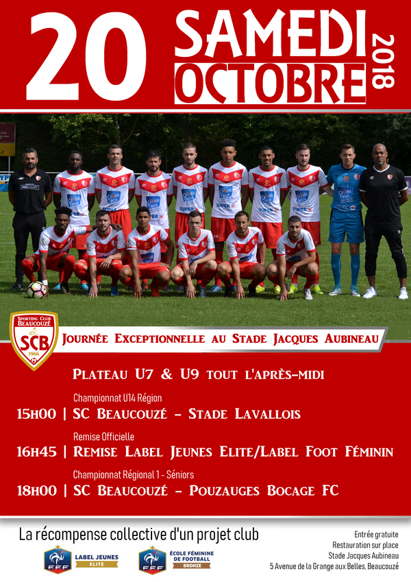 Ce Samedi 20 Octobre 2018 - Remise label Jeunes Elite et Label Féminin FFF