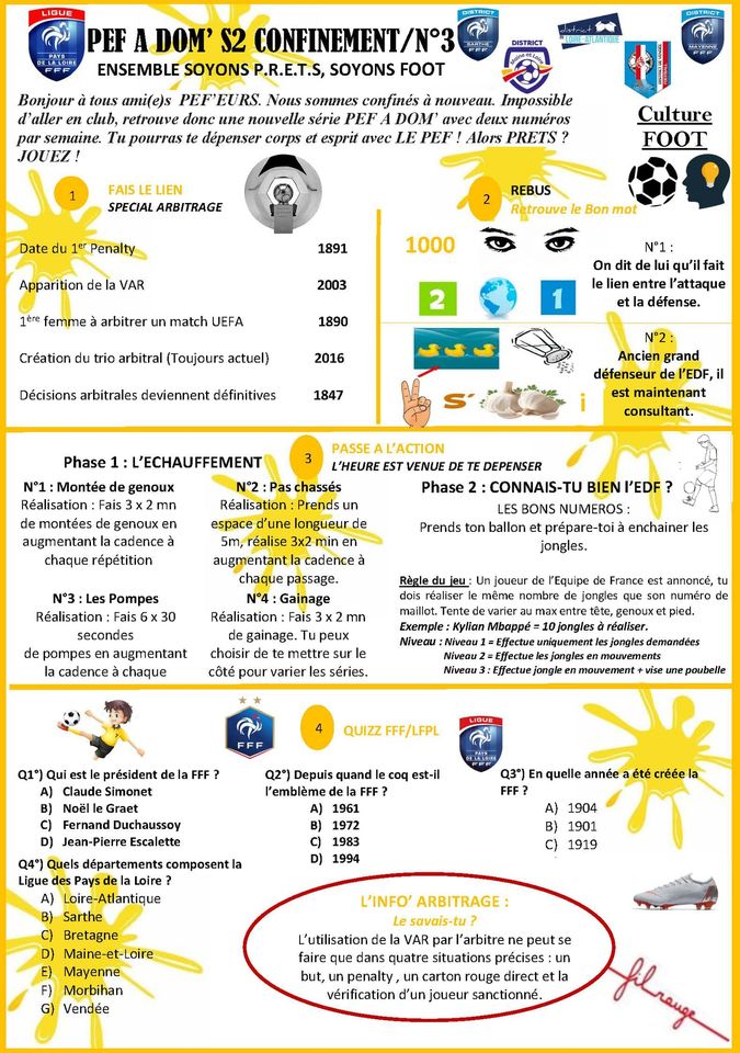 PEF à domicile - Semaine "Culture Foot" PEF à domicile - Semaine "Culture Foot"