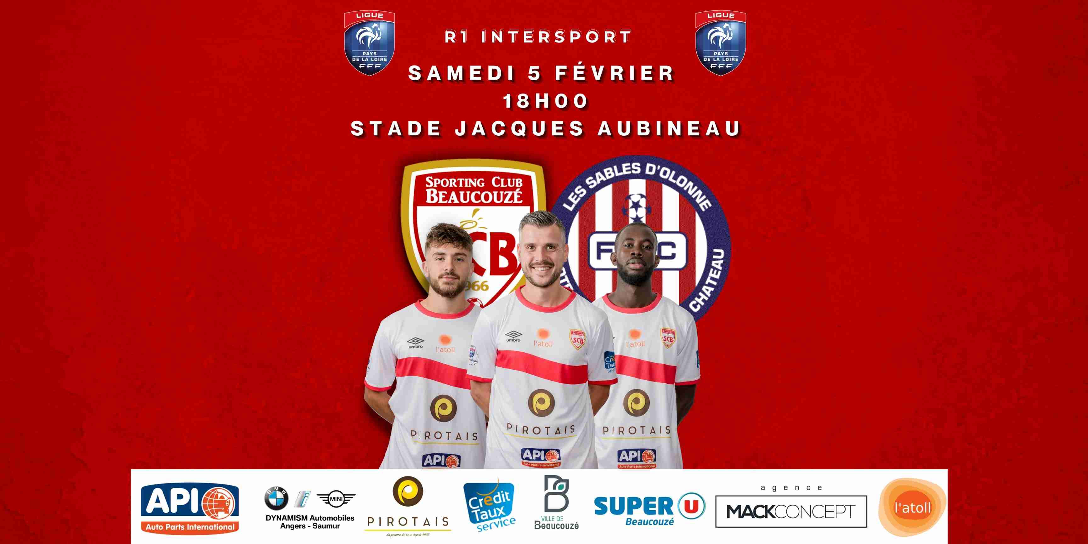 Championnat R1- SCB Vs Les Sables FCOC ! Samedi 5 février à 18H00