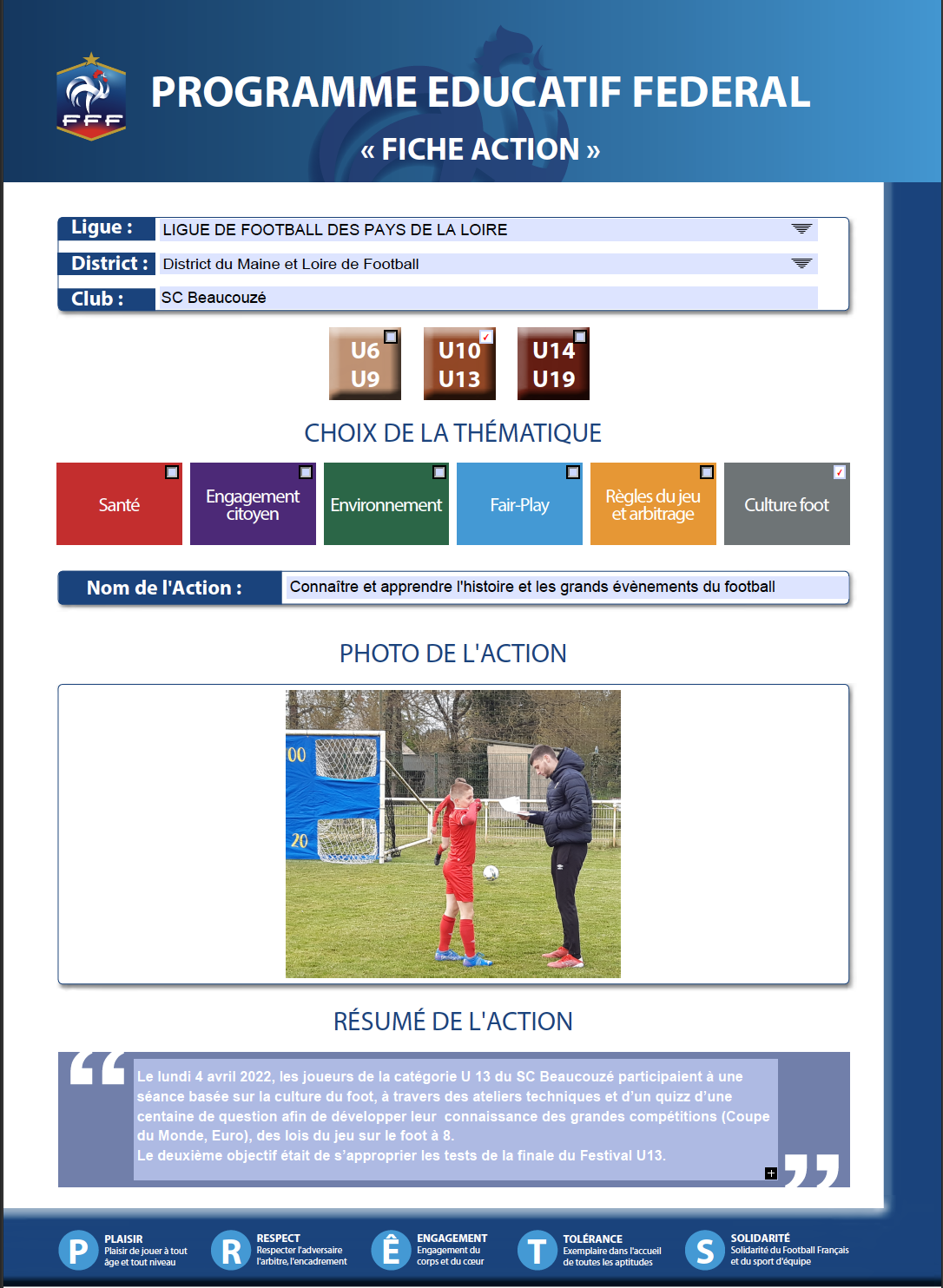 Action PEF - Une séance basée sur la Culture Foot ! Action PEF - Une séance basée sur la Culture Foot !