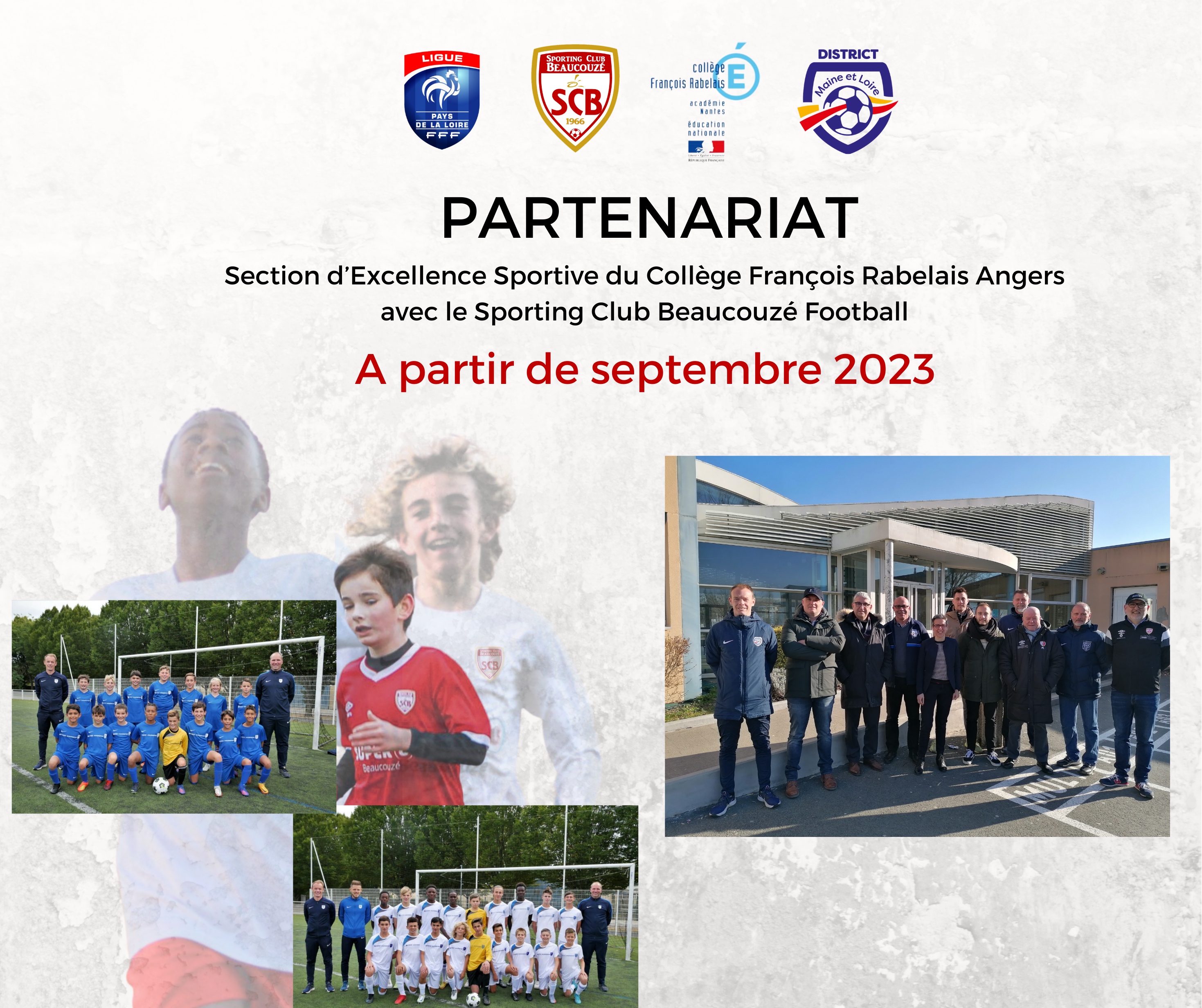 Nouveau partenariat entre la SES du Collège Rabelais, le SC Beaucouzé Football et le District de Football de Maine-et-Loire