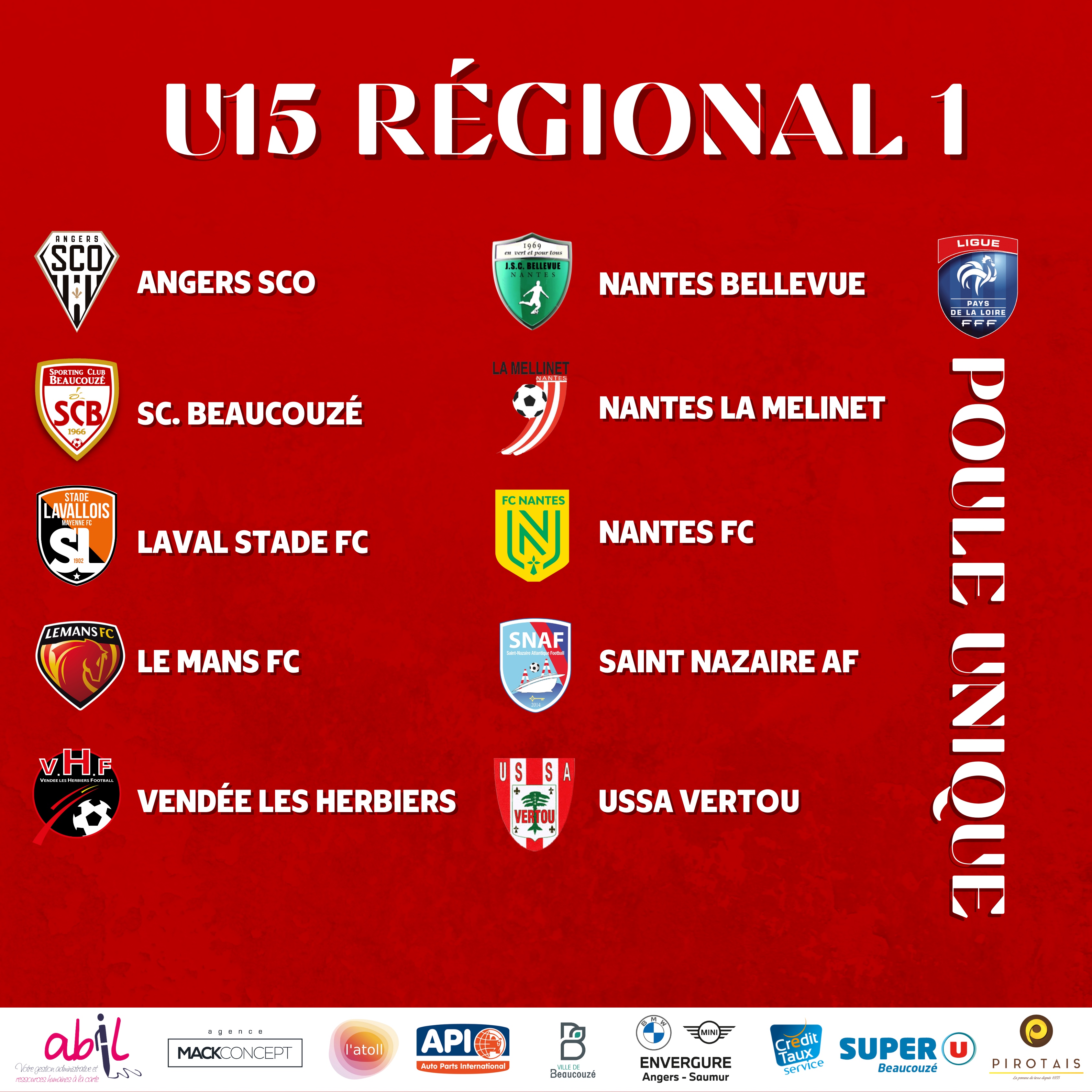 U15 RÉGIONAL 1 - GROUPE UNIQUE !