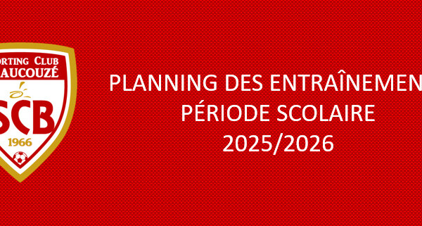Planning entraînements 2025/2026 - Période scolaire