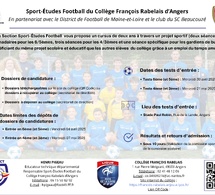 Informations Section Sport-Études du Collège Rabelais d’Angers